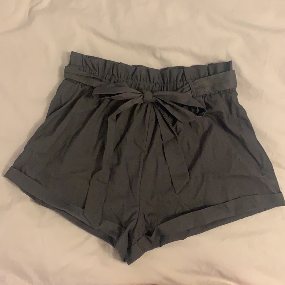 Grey paper bag shorts
